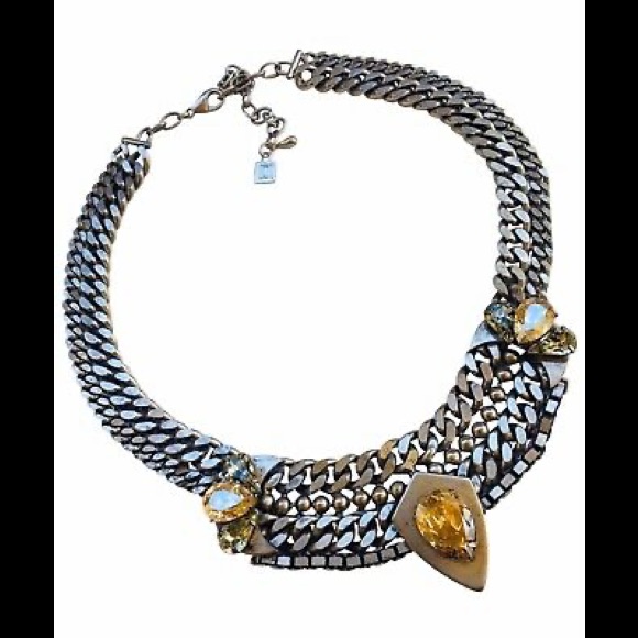 Dannijo Chain Citrine Statement Necklace